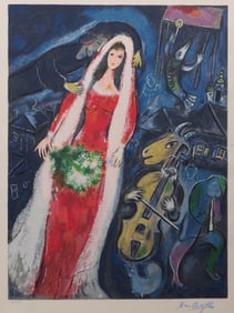 After Marc Chagall (French, 1887-1985) 'La Mariee' Color Serigraph