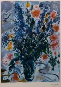 After Marc Chagall (French, 1887-1985) 'Les Lupins Bleus' Color Lithograph