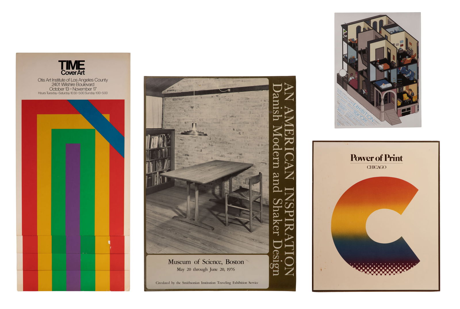 Poster Assortment: Poster Assortment (8) items including (5) undated posters for the exhibition 'Time Cover Art' at the Otis Art Institute of Los Angeles County in the style of Howard Mehring (American, 1931-1978),