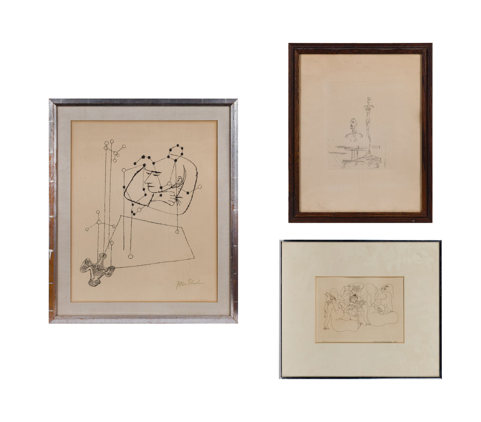 Ben Shahn (American, 1898-1969) Lithograph: Ben Shahn (American, 1898-1969) Lithograph (3) total items including an undated, signed Shahn lithograph, #380/950 depicting an abstract in black and white; together with an undated, unsigned