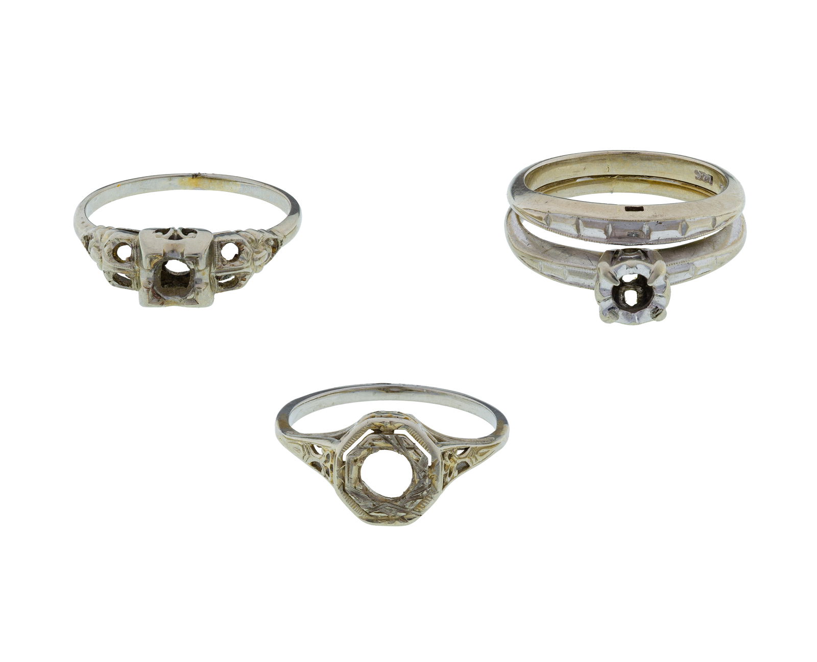18k and 14k White Gold Ring Setting Assortment (1 of 2)