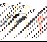 Designer Umbrella Assortment: Designer Umbrella Assortment (7) items including (2) Burberry plaid walking, a Neiman Marcus, an Aramis, a Marco Polo Ltd. walking stick style, an unmarked rhinestone set poodle head handle having