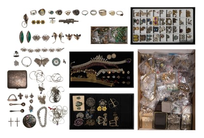Sterling Silver, Rhinestone and Costume Jewelry Assortment