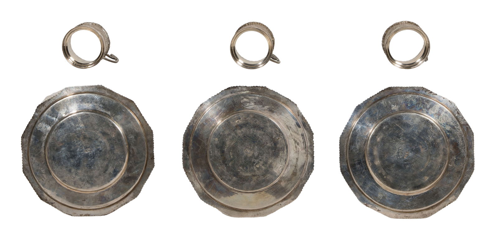 Iranian Silver Cup Holder and Plate Assortment - 2
