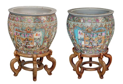 Chinese Famille Rose Fish Bowls