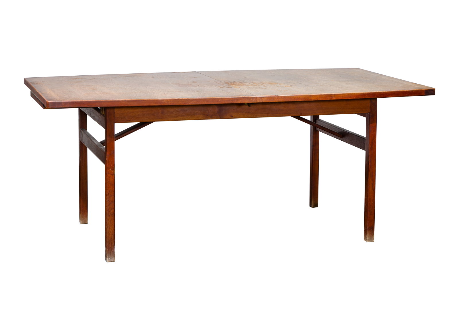 Teak Dining Table: Teak Dining Table Extension dining table having (2) 18-inch leaves Property from: an Estate, Kenilworth, Illinois Height: 30 inches, Width: 72 inches, Depth: 42 inches Size: extended 108