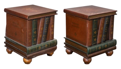 Maitland-Smith Style Faux Book Nightstands