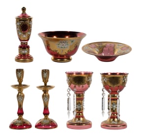 Gilt Cranberry Glass Assortment