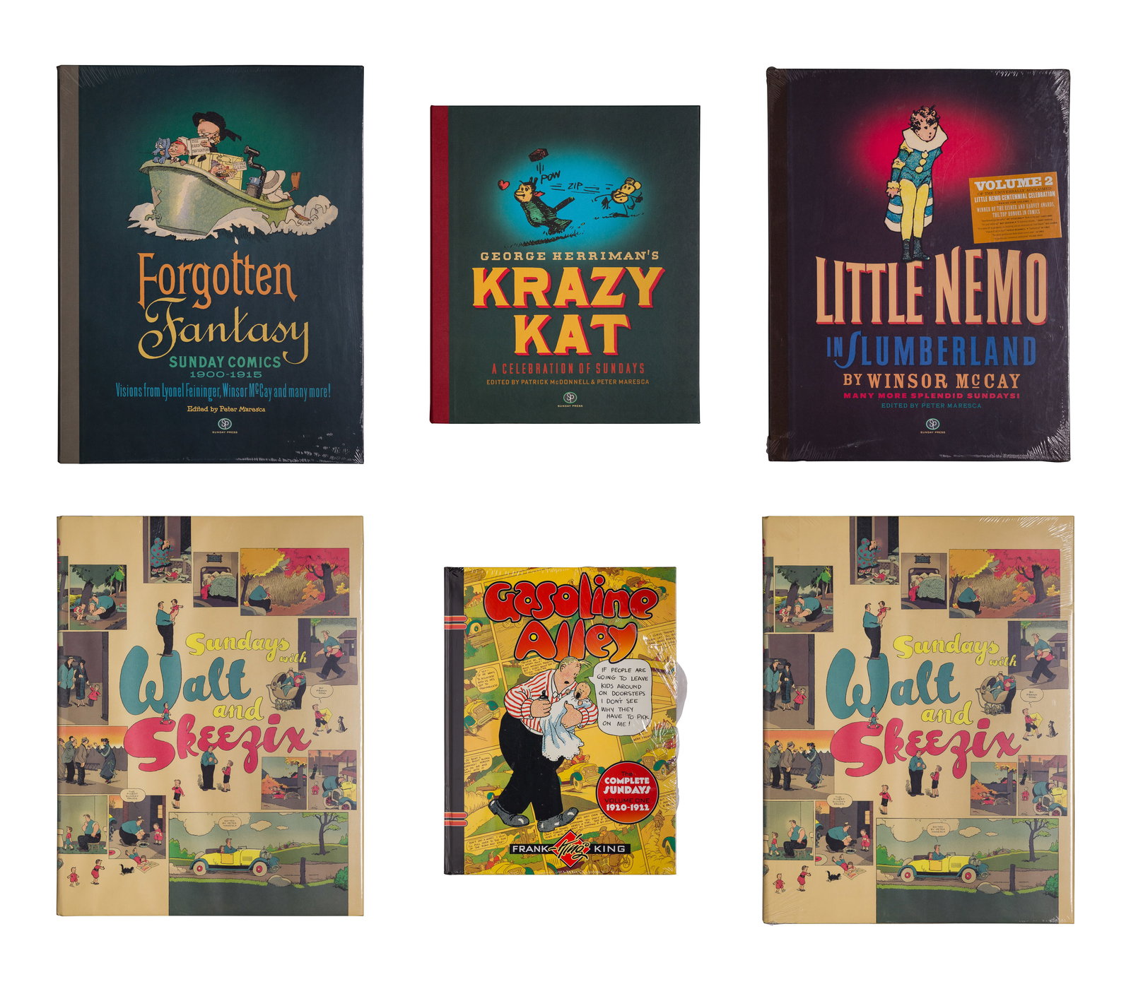 Comic Reference Book Assortment: Comic Reference Book Assortment (6) items on classic American comic strips including 'Forgotten Fantasy', George Herriman's 'Krazy Kat' and 'Little Nemo in Slumberland' by Winsor McCay as well as Fran