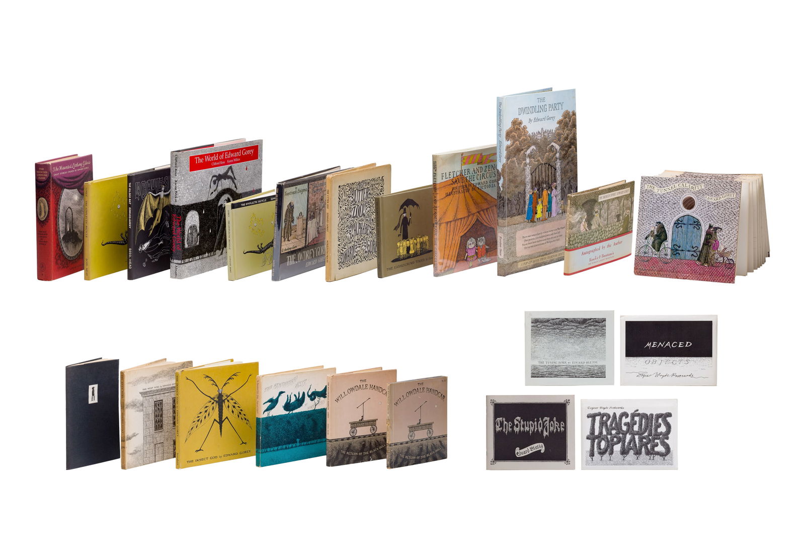 Edward Gorey (American, 1922-2000) Book and Postcard Assortment: Edward Gorey (American, 1922-2000) Book and Postcard Assortment (22) items including 'The Gashlycrumb Tinies', 'The Utter Zoo', 'The Dwindling Party', 'The West Wing' as well as postcards, in soft and