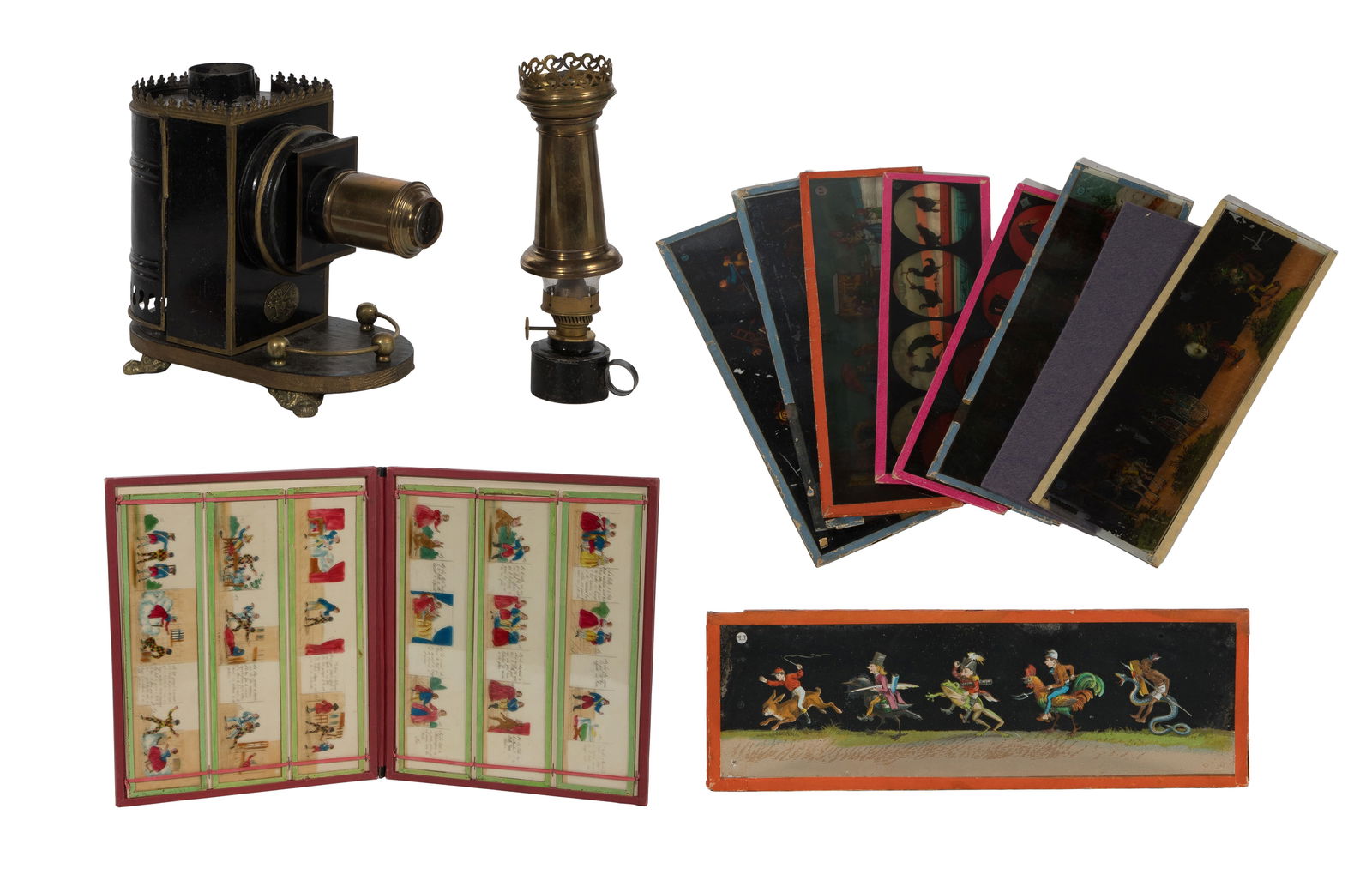 Magic Lantern Projector and Slide Assortment - 2