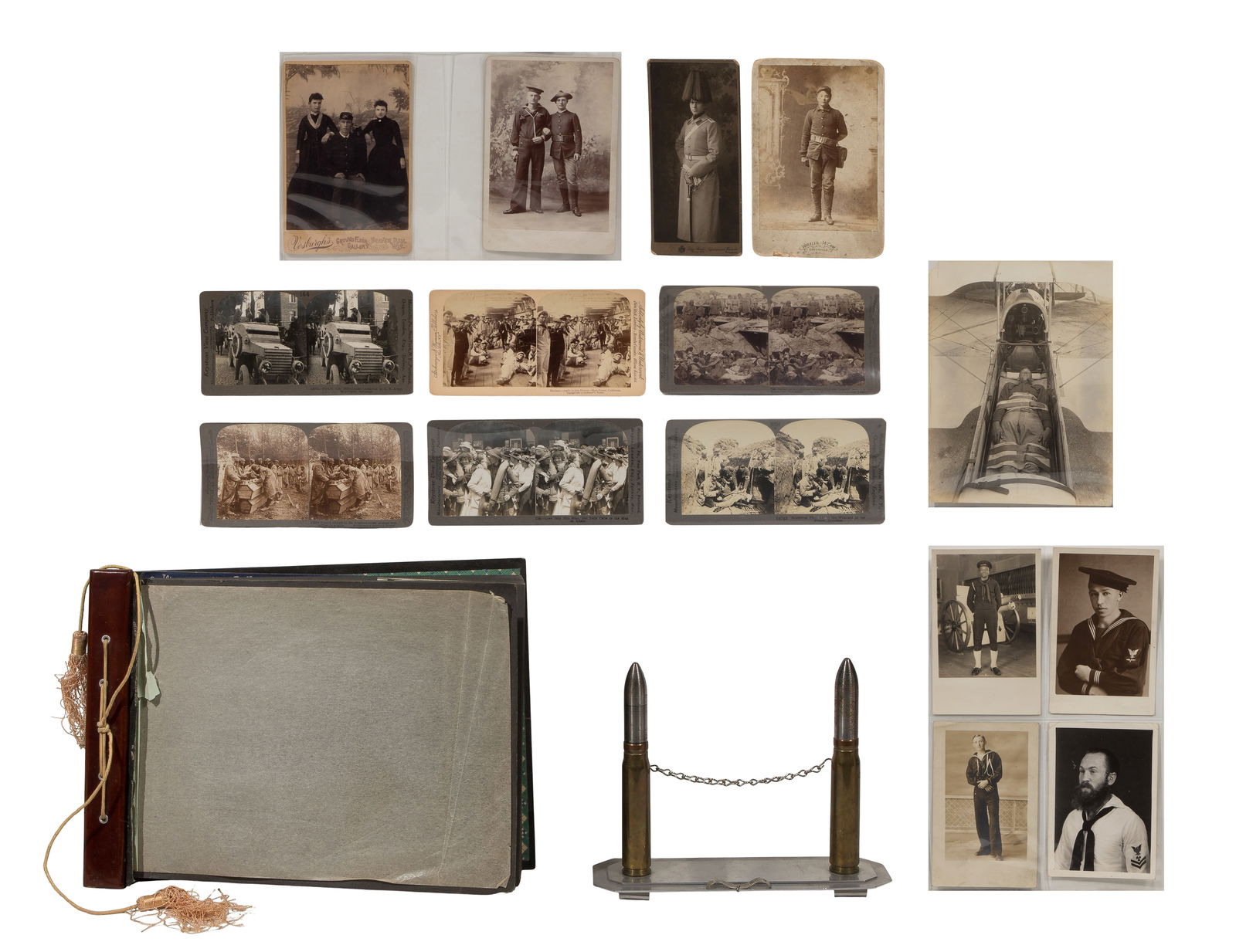 Military Photograph Assortment: Military Photograph Assortment Approximately (400) total items including cabinet cards, cartes de visite, stereoviews, postcards and photographs depicting military subjects from the late 19th through