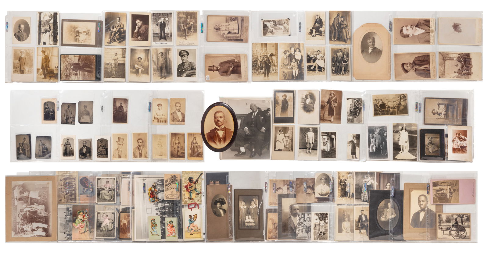 African American Photographic Assortment: African American Photographic Assortment Approximately (150) total items including tintypes, cartes de visite and photographs, mostly portraits but including some occupational; together with (6) trade