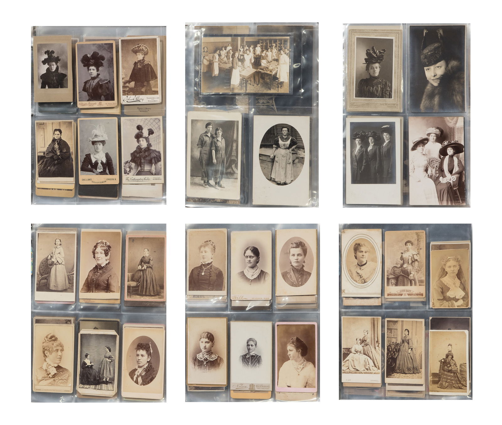 Ladies Photographic Assortment: Ladies Photographic Assortment Approximately (200) items of various shapes, sizes and subjects, including postcards, cartes de visite and photographs, in a labeled binder Property from: an Estate, Chi