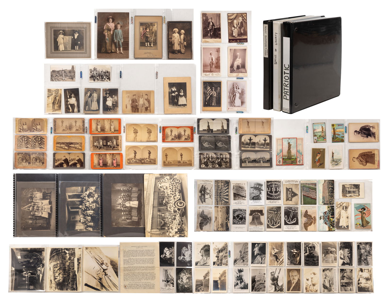 Patriotic Photographic Assortment: Patriotic Photographic Assortment Approximately (300) items of various sizes, subjects and mediums including postcards, stereoviews and photographs such as Mt. Rushmore, the Statue of Liberty,