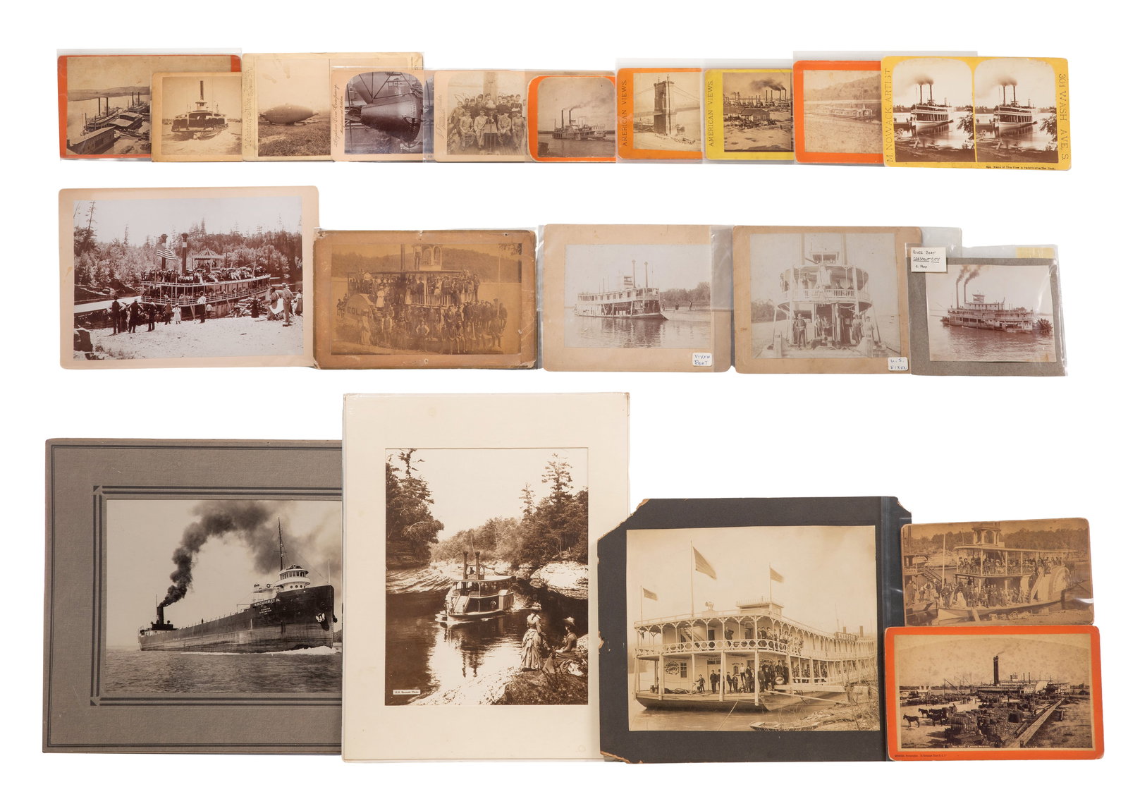 Steamboat and Paddle Boat Photographic Assortment: Steamboat and Paddle Boat Photographic Assortment Approximately (300) items of various shapes and sizes including postcards, photographs and stereoviews Property from: an Estate, Chicago,