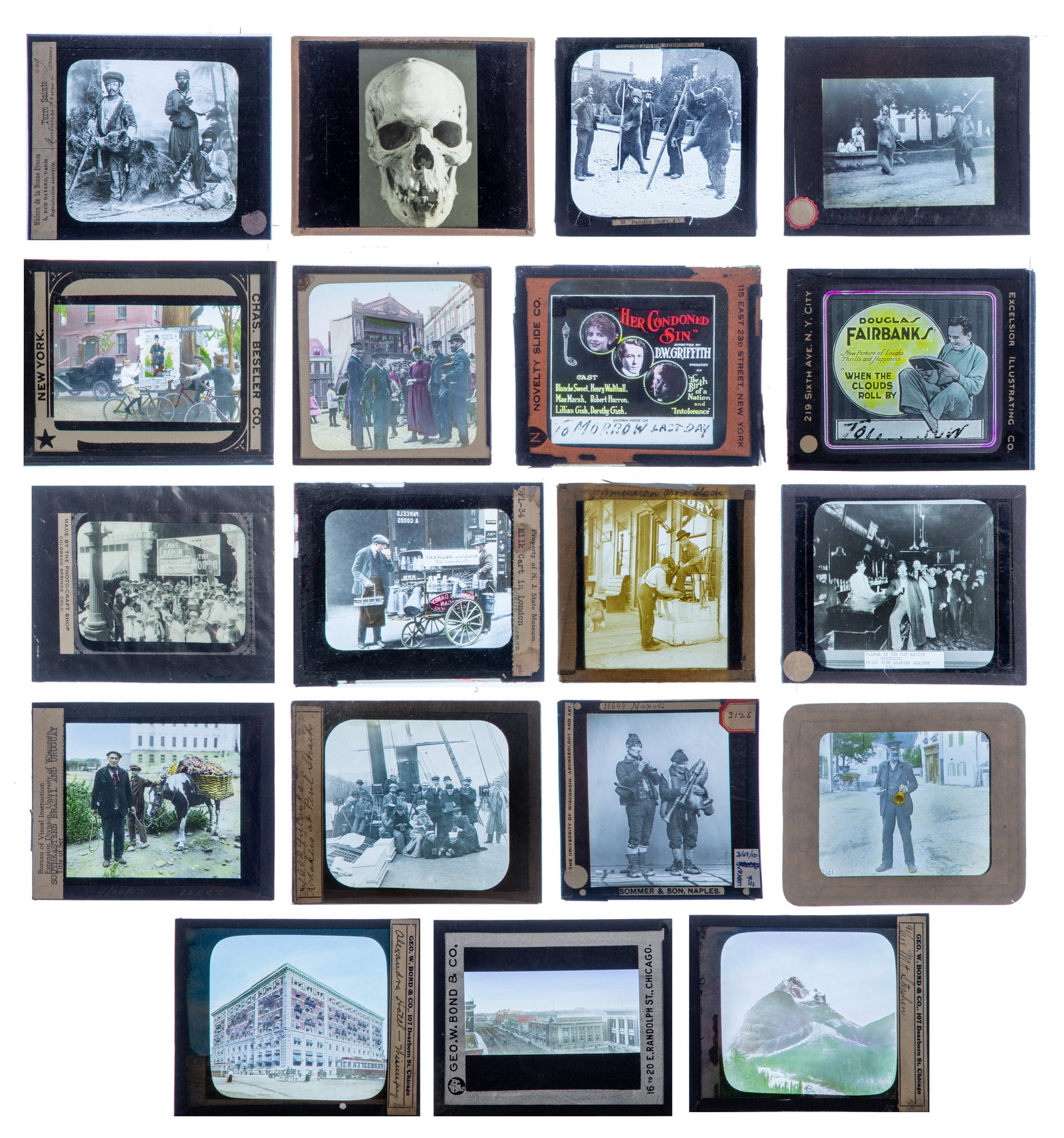 Photographic Glass Plate Assortment: Photographic Glass Plate Assortment Approximately (200) items of various sizes and subjects including scenic, opium dens, New York factory fire, most in boxes Property from: an Estate, Chicago,