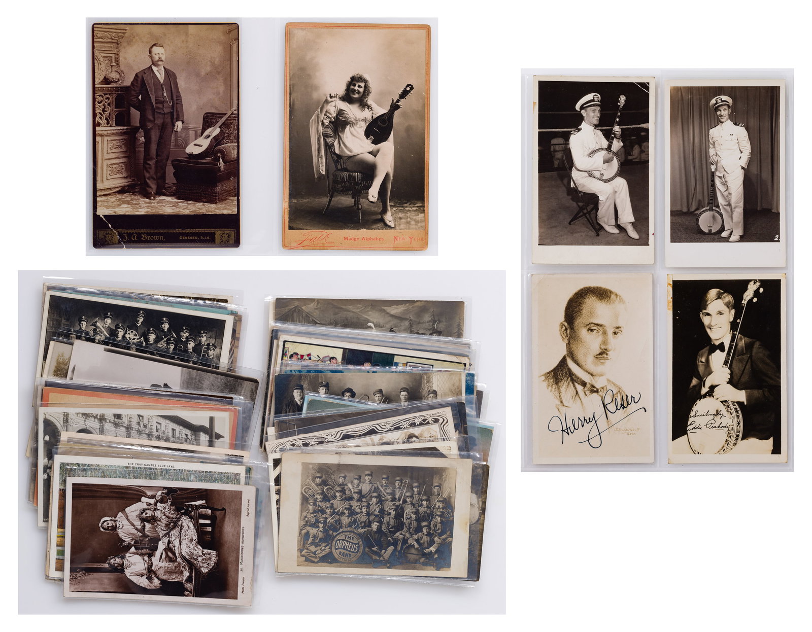 Musical Invention and Musician Photographic Assortment: Musical Invention and Musician Photographic Assortment Approximately (200) items of various sizes and subjects, including postcards, cabinet cards and photographs, covering subjects such as
