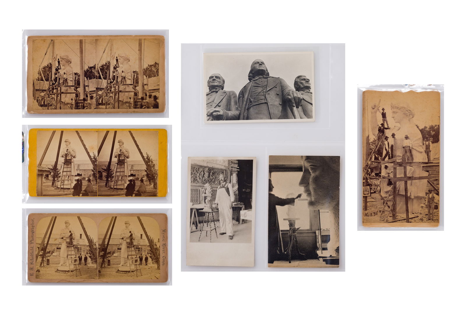 Sculpture and Roadside Attraction Photographic Assortment: Sculpture and Roadside Attraction Photographic Assortment Approximately (120) items of various sizes and subjects, including postcards and photographs, in two labeled binders Property from: an