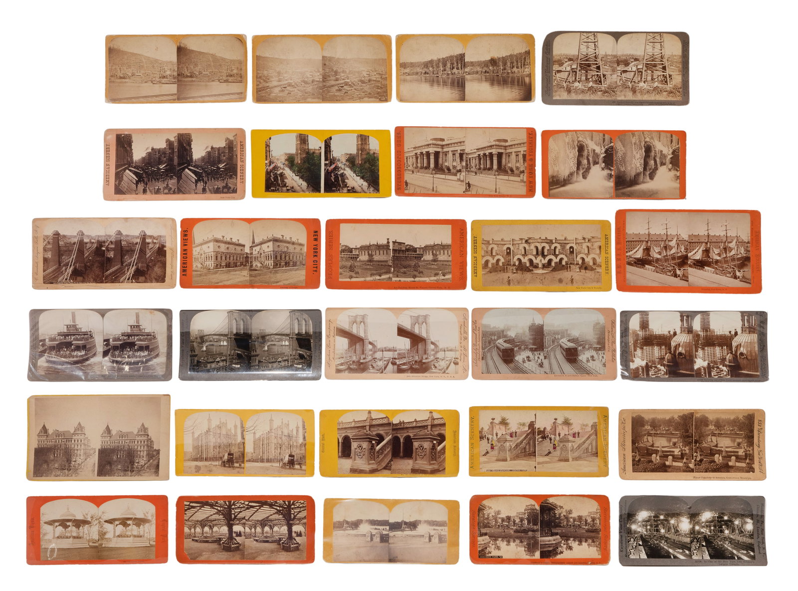 United States Travel Stereoview Assortment: United States Travel Stereoview Assortment Approximately (250) items depicting scenic and historical sites including oil fields and occupational, urban (New York), rural, National Parks, some