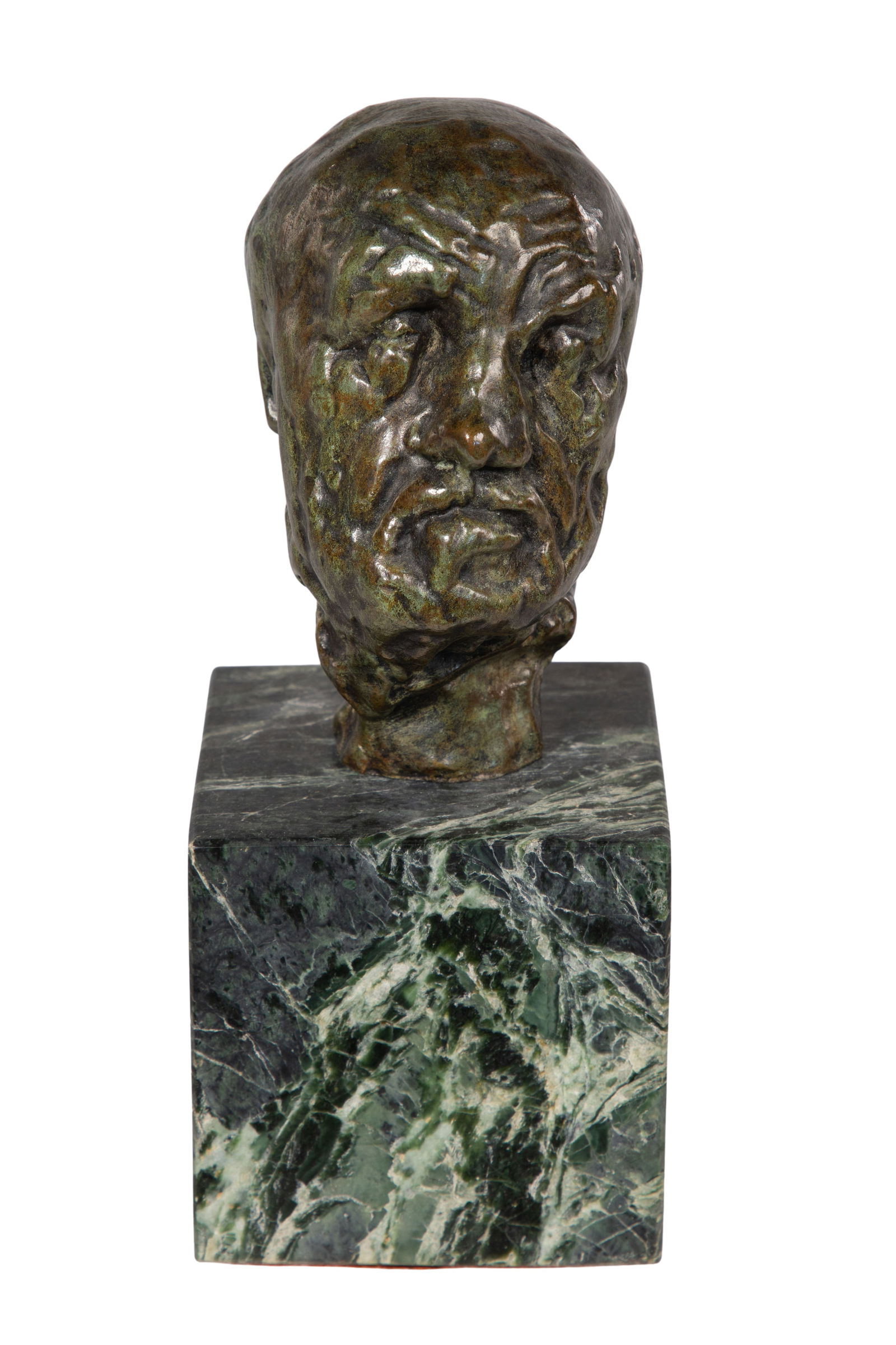 After Auguste Rodin (French, 1840-1970) 'Man with a Broken Nose' Bronze Sculpture: After Auguste Rodin (French, 1840-1970) 'Man with a Broken Nose' Bronze Sculpture Bronze with black-dark green patina signed 'A. Rodin' on the neck and the foundry mark 'Alexis Rudier fondeur,