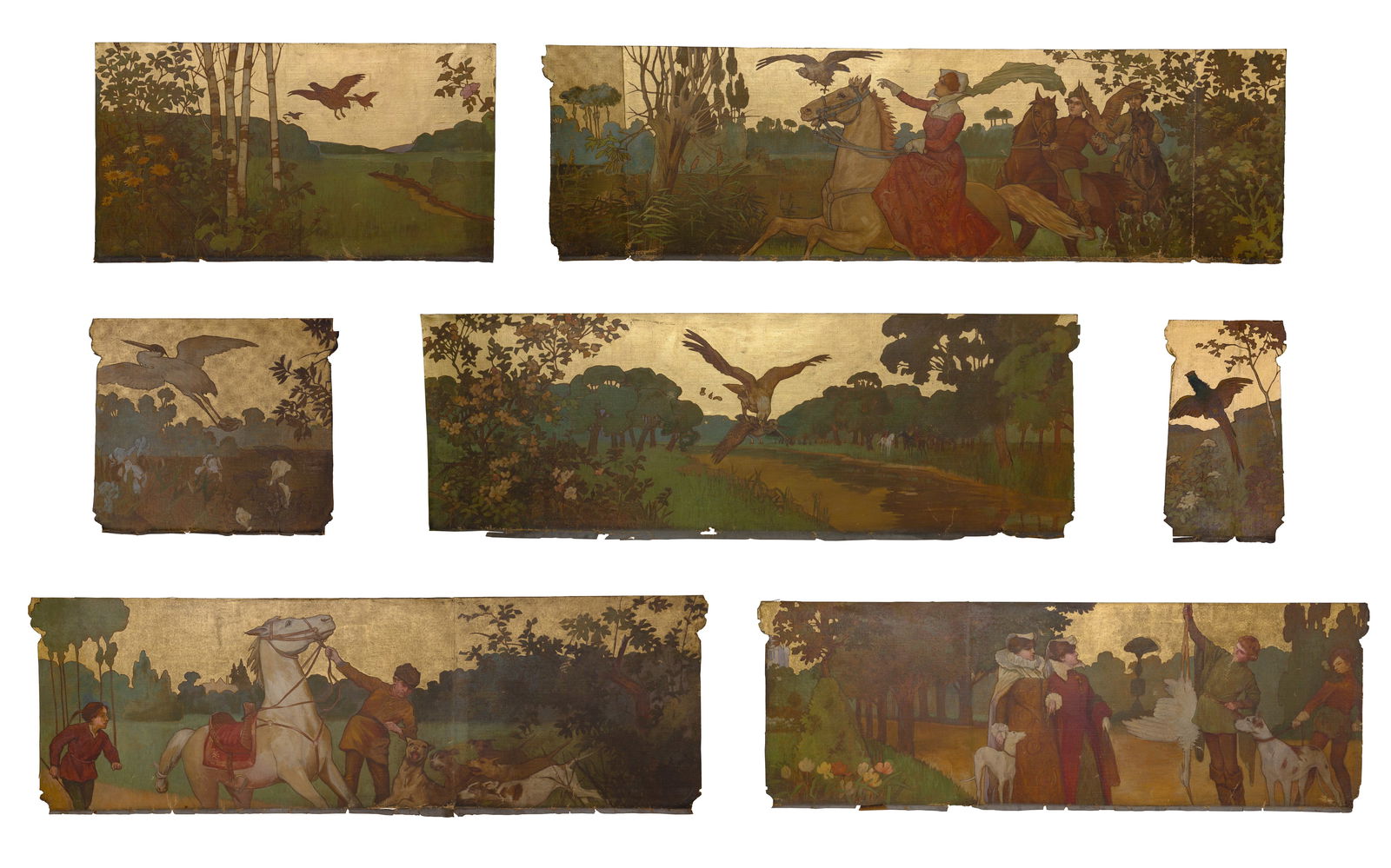 Oskar Gross (American, 1871-1963) 'Goodyear House Mural' Oil on Burlap (1 of 20)