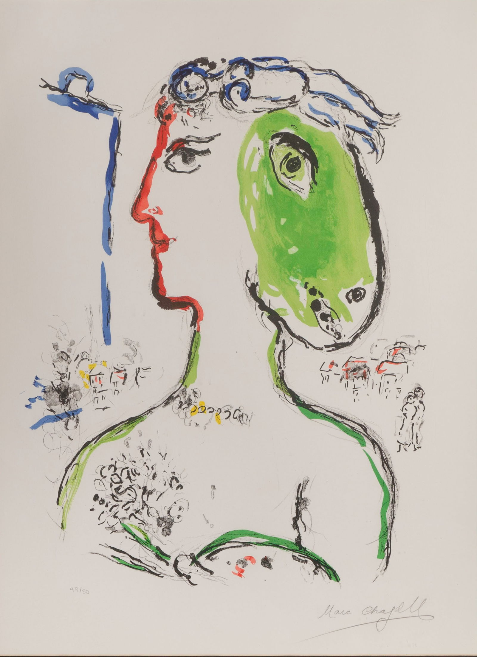 Marc Chagall (Russian, 1887-1985) 'Artist as Phoenix' Lithograph (1 of 2)