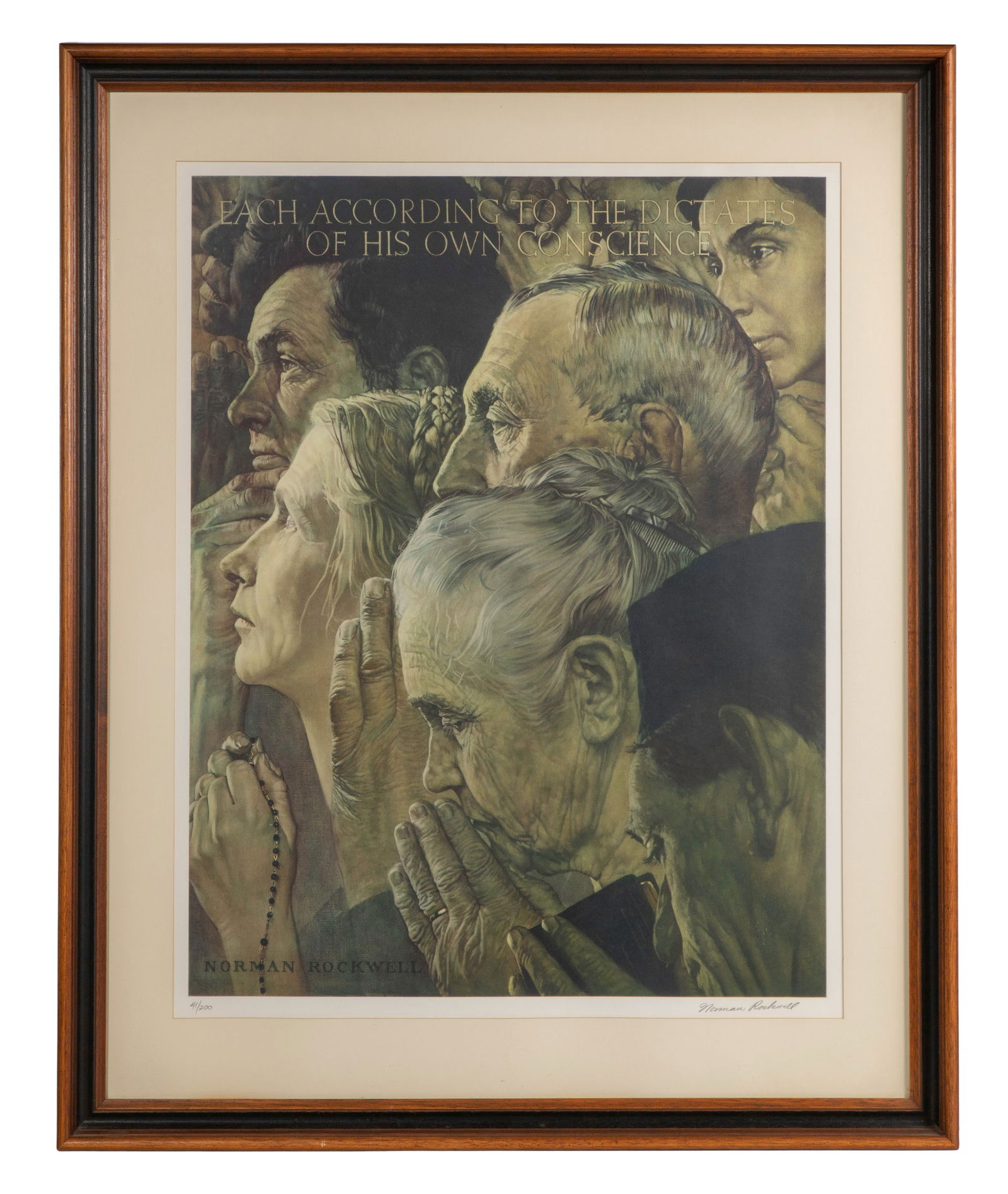 Norman Rockwell (American, 1894-1978) 'Freedom of Worship' Lithograph (1 of 1)