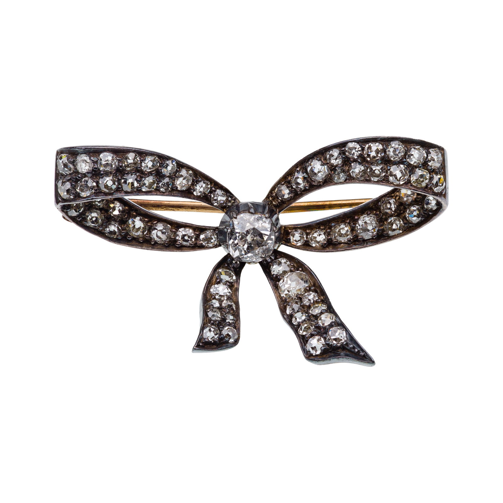 Gold, Silver and Diamond Bow Brooch (1 of 2)