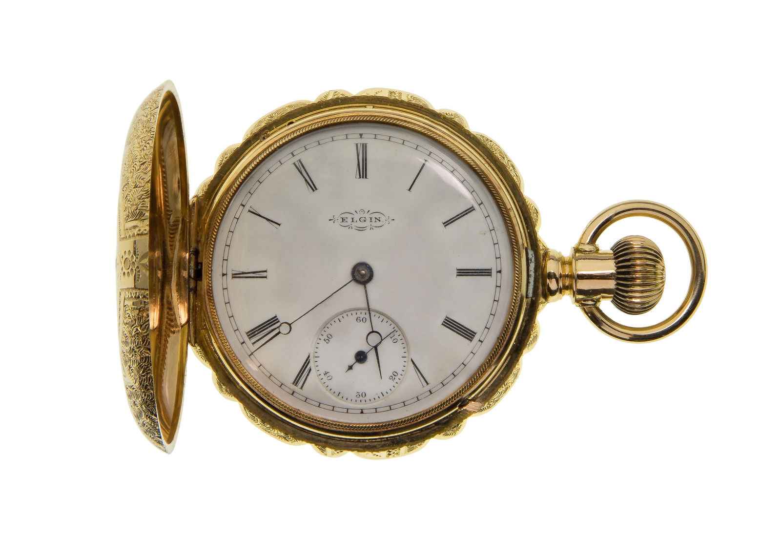 Elgin 14k Multi-color Gold and Diamond Hunter Case Pocket Watch (1 of 5)