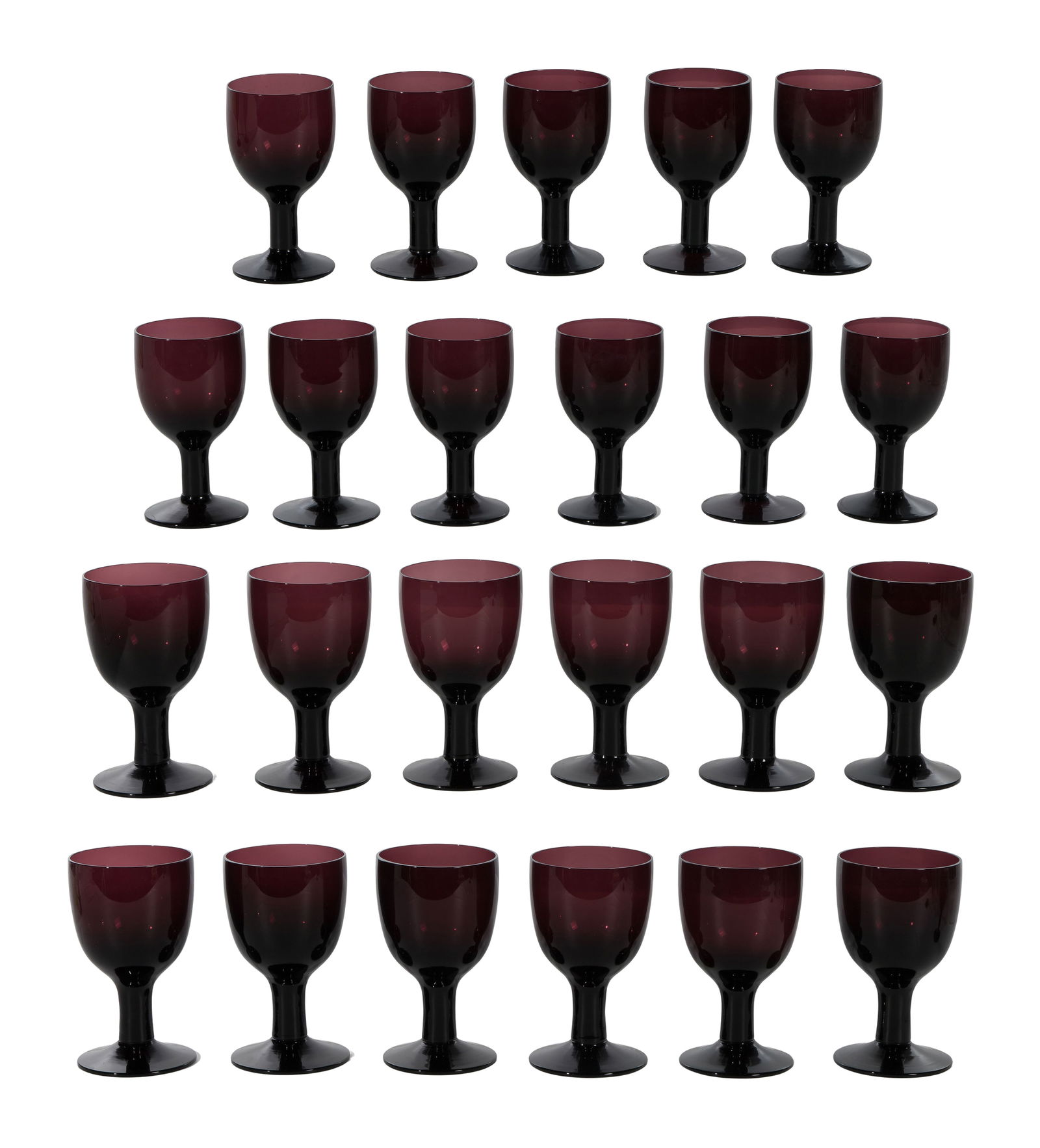 Carlo Moretti (Italian, 1934-2008) Empoli Amethyst Stemware: Carlo Moretti (Italian, 1934-2008) Empoli Amethyst Stemware (23) pieces including aset of (12) 6.75-inch and a set of (11) 6-inch Property from: an Estate, Glencoe, Illinois Height: 6 3/4 inches, Diam