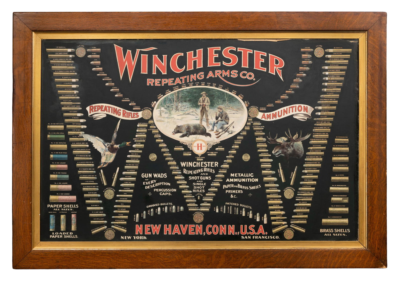 Winchester Repeating Arms Double W Cartridge Board Stone Lithograph (1 of 2)