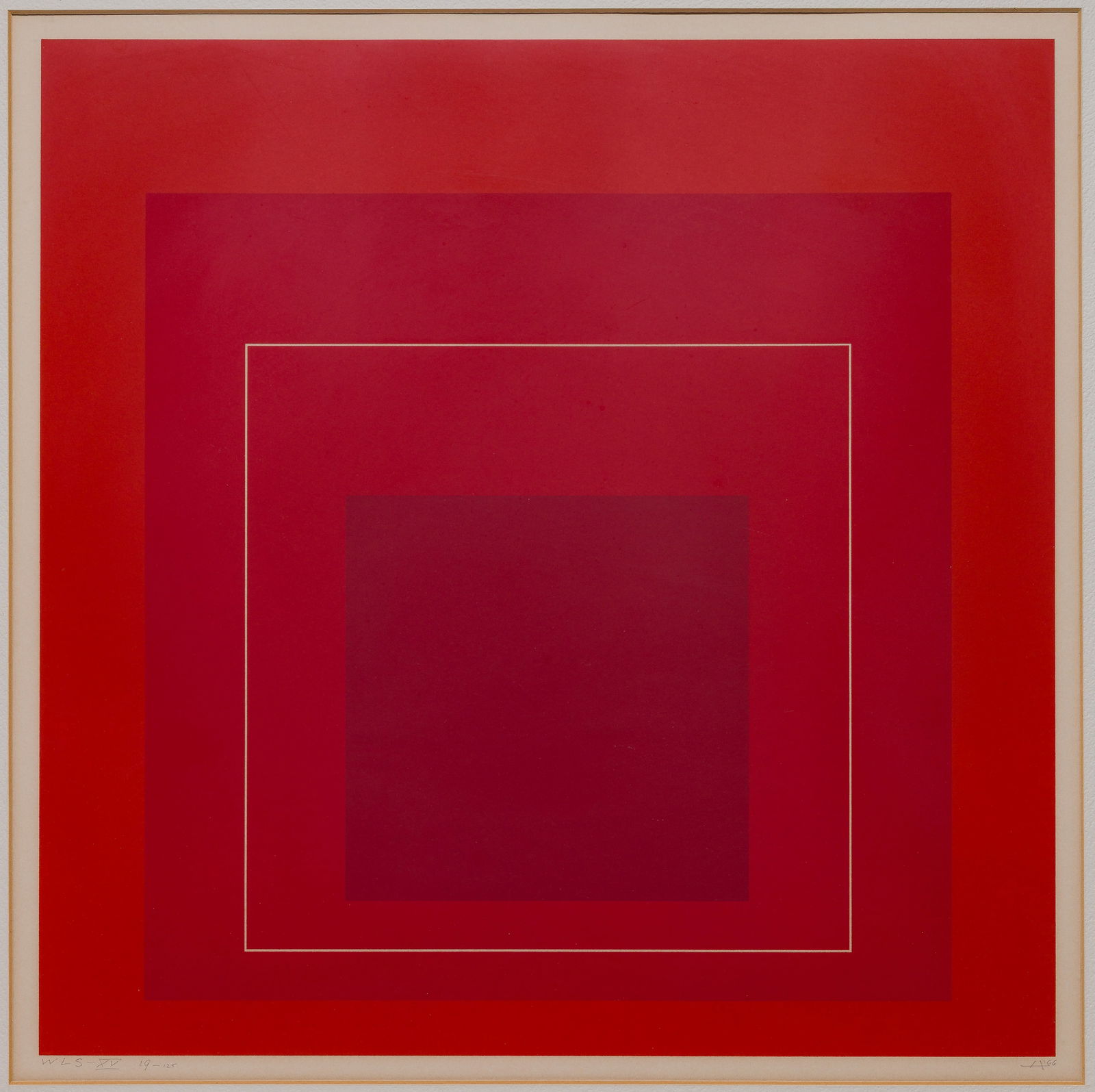 Josef Albers (German / American, 1888-1976) 'White Line Square XV' Serigraph: Josef Albers (German / American, 1888-1976) 'White Line Square XV' Serigraph 1966, pencil signed, #19/125, from the 'White Line Square' series, on French Arches cover paper, matted under acrylic in a