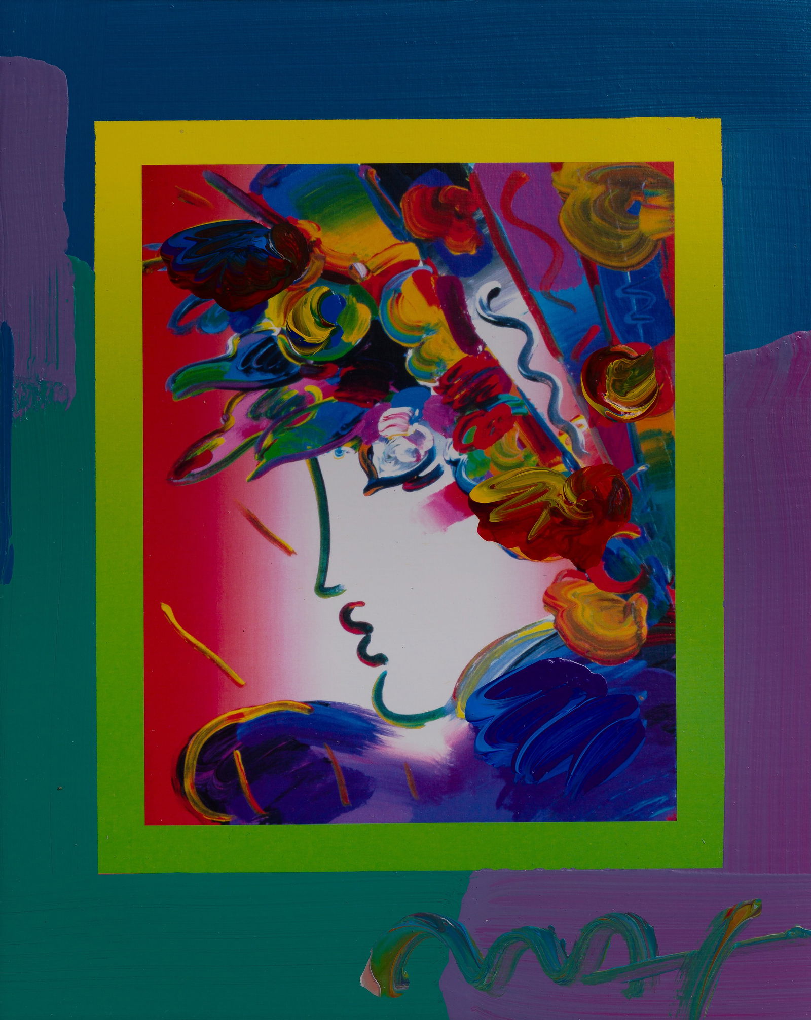 Peter Max (American, b.1937) 'Blushing Beauty on Blends' Mixed Media on Paper (1 of 2)