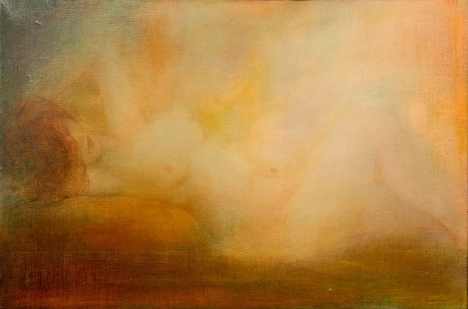 Tomislav Nikolic (Macedonian, b.1937) 'Nude' Oil on Canvas: Tomislav Nikolic (Macedonian, b.1937) 'Nude' Oil on Canvas Undated, signed lower right, in a gold-tone lacquered frame having a linen liner, Merrill Chase Galleries, Chicago, IL COA and papers verso P