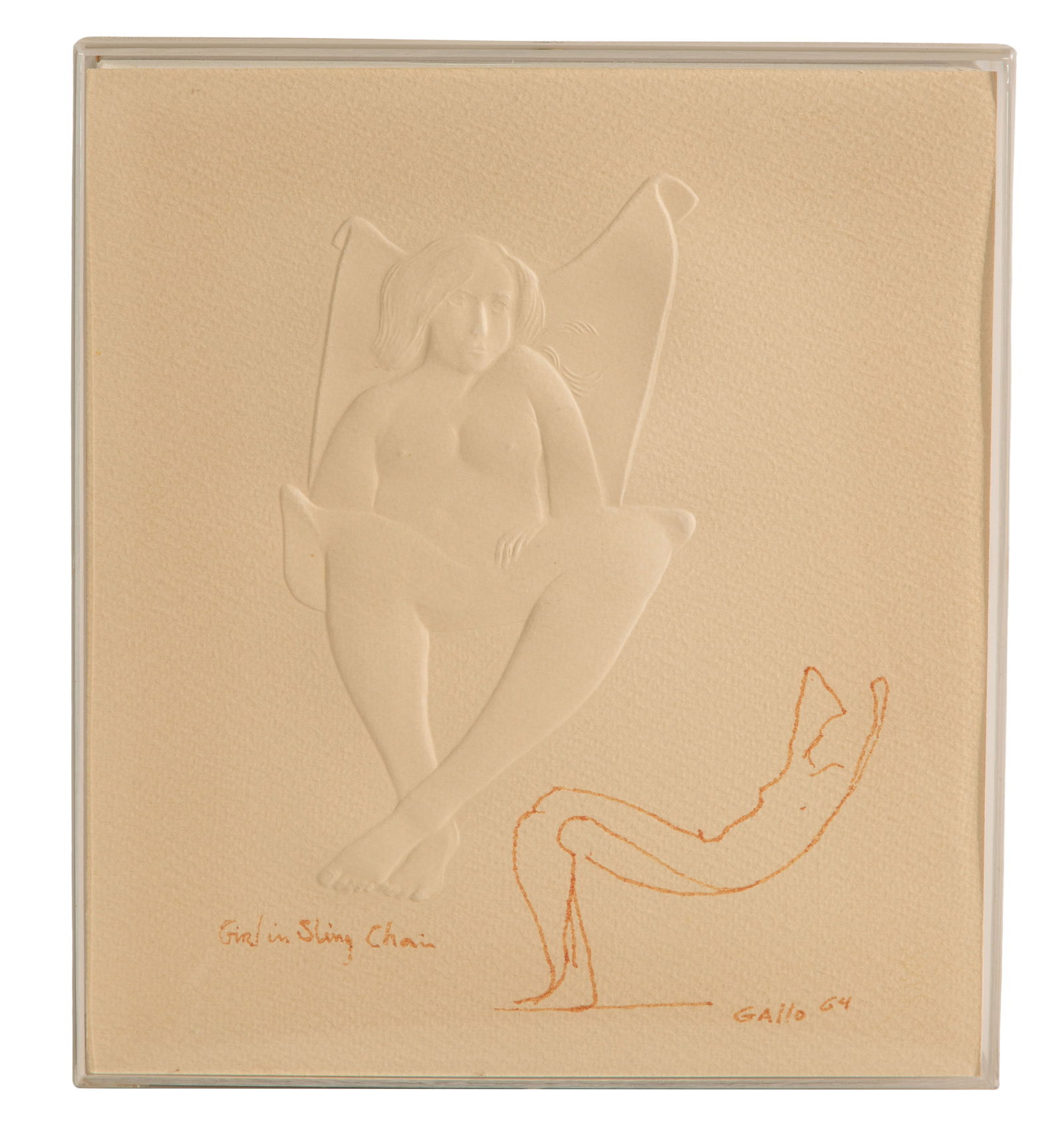 Frank Gallo (American, 1933-2019) 'Girl in Sling Chair' Embossed and Cast Paper (1 of 2)