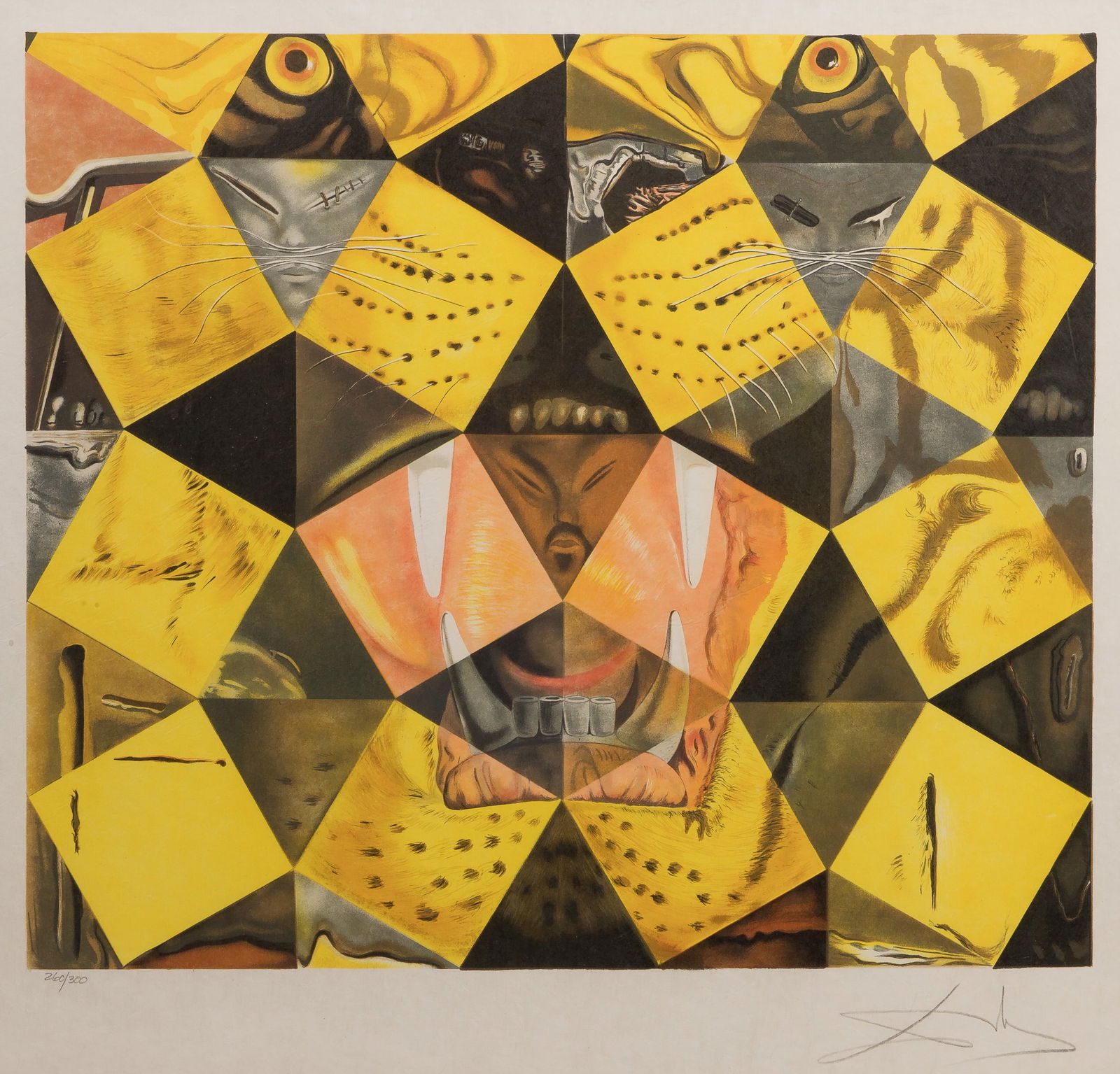 Salvador Dali (Spanish, 1904-1989) 'Royal Tiger' Color Lithograph: Salvador Dali (Spanish, 1904-1989) 'Royal Tiger' Color Lithograph 1963, pencil signed, #260/300, matted behind acrylic in a painted composite on wood frame Property from: an Estate, Racine, Wisconsin