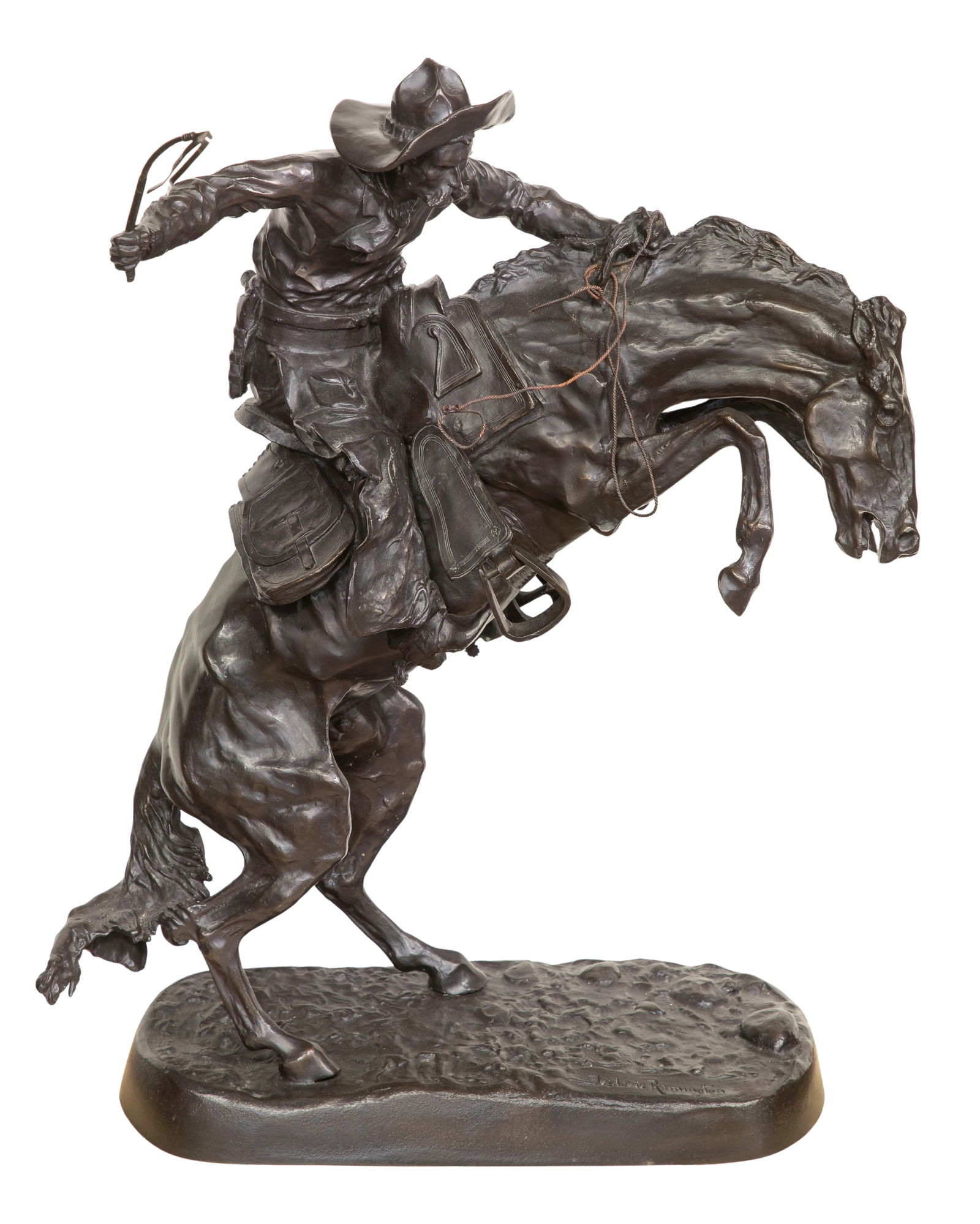 After Frederic Remington (American, 1861-1909) 'The Bronco Buster' Bronze Sculpture (1 of 3)