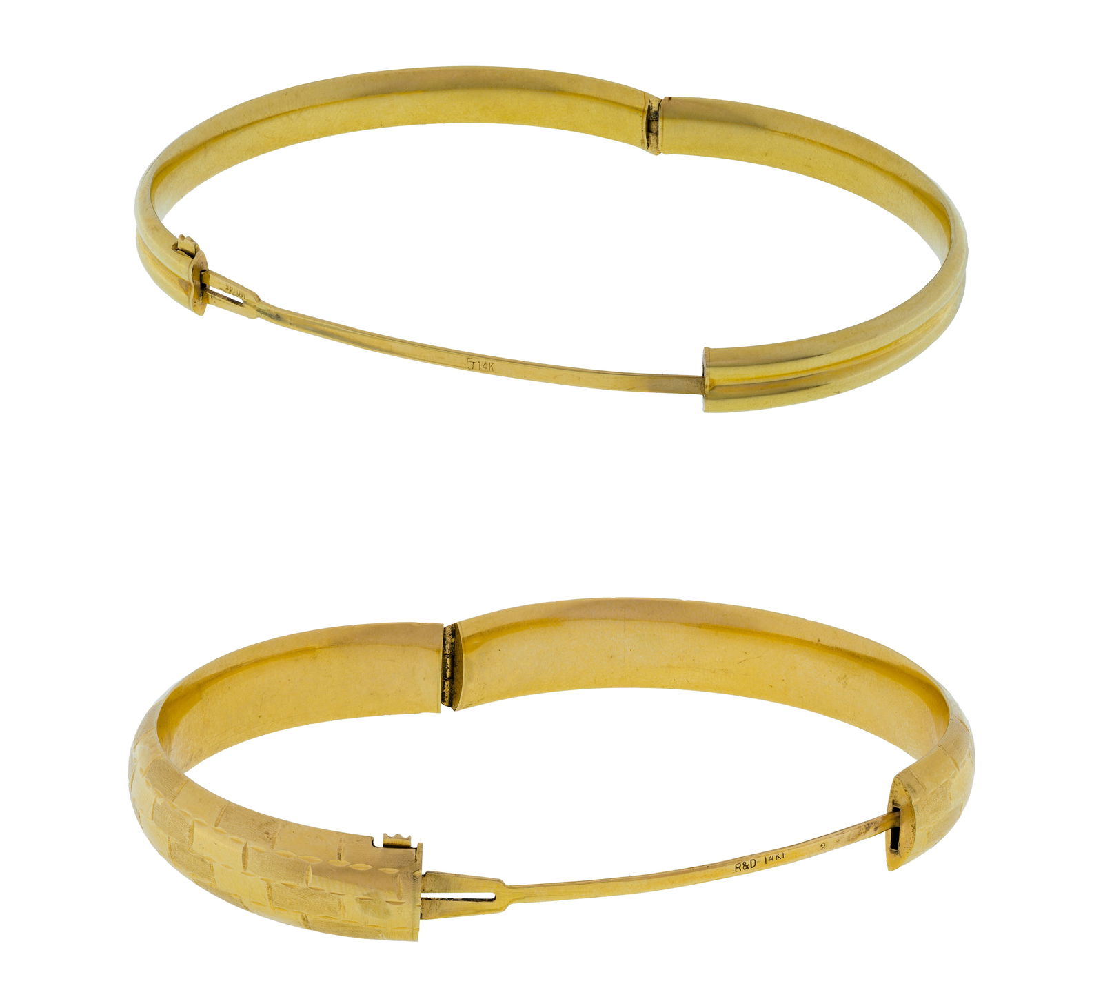 14k Yellow Gold Bangle Bracelets - 2