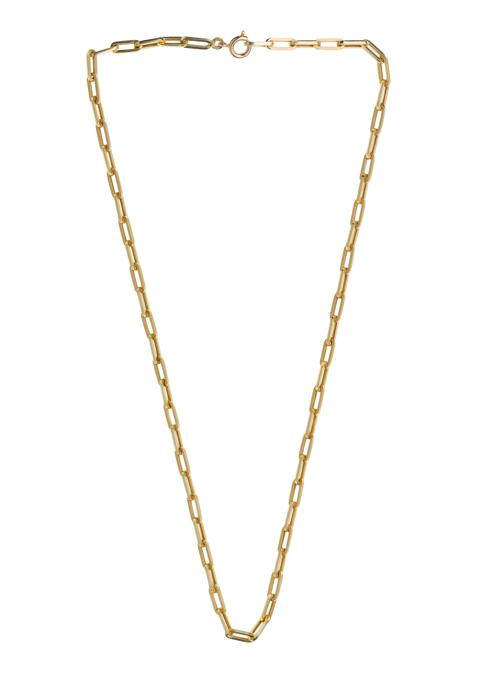 14k Yellow Gold Necklace: 14k Yellow Gold Necklace A paper clip link style necklace (marked '14k') Property from: a Private Collector, Rockford, Ilinois Length: 20 inches Weight: 14k gold: 7.50 dwts. (total) 