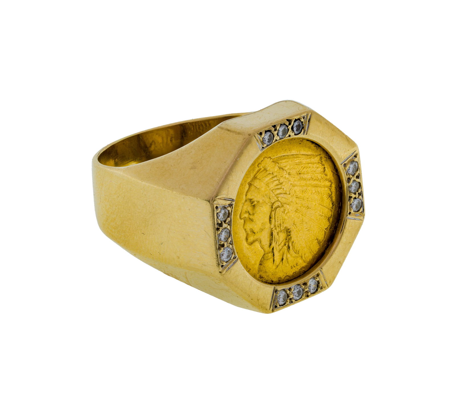 1915 $2 1/2 Indian Head Gold Coin in 14k Yellow Gold and Diamond Setting (1 of 2)