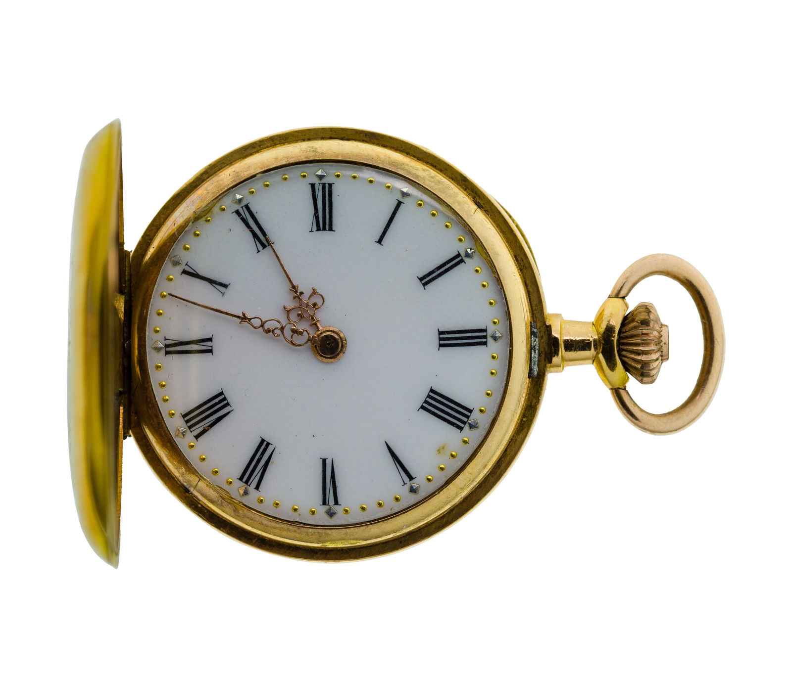 French 18k Yellow Gold Hunter Case Pocket Watch (1 of 5)