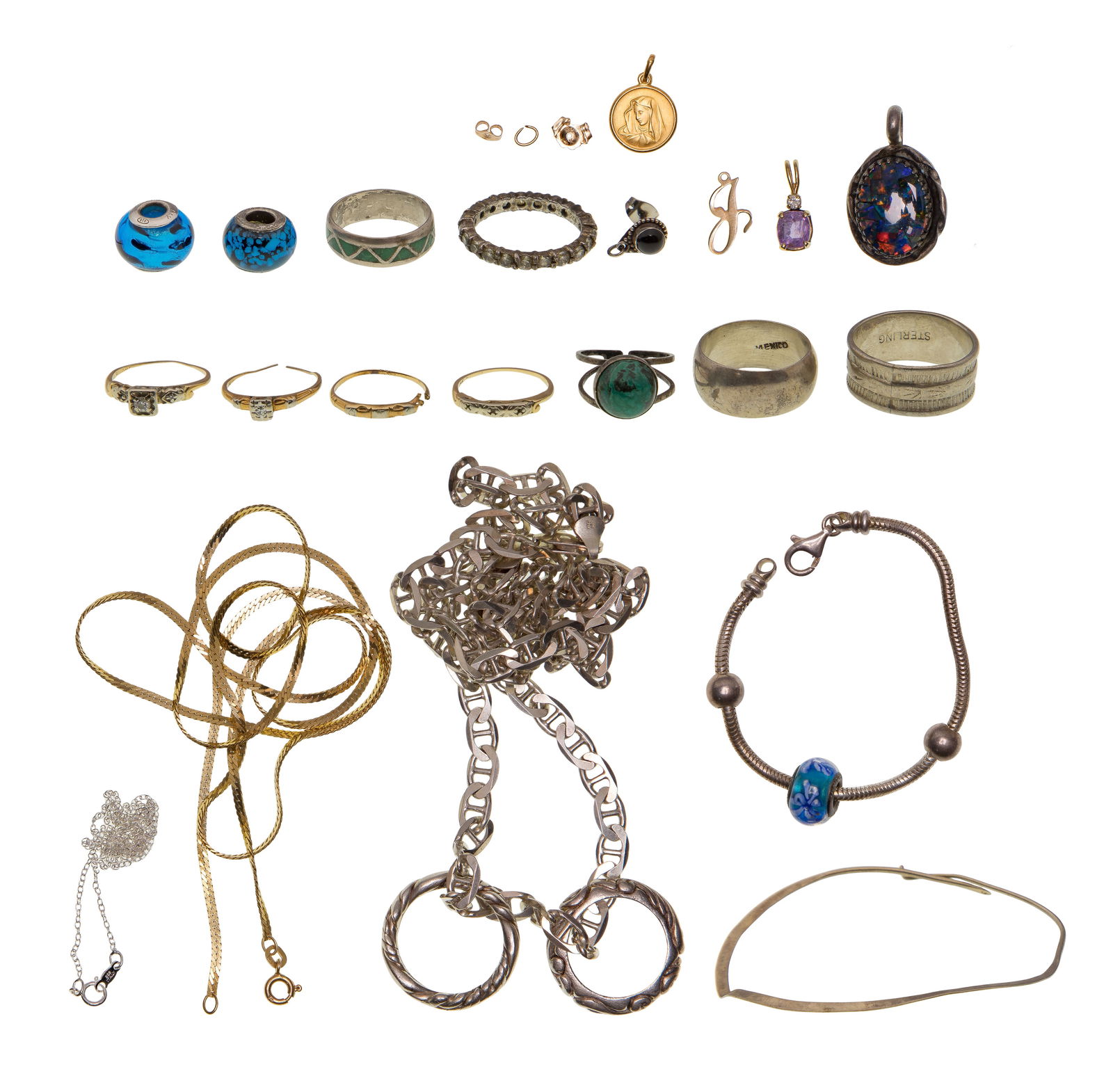 18k Gold, 14k Gold and Sterling Silver Jewelry Assortment (1 of 1)