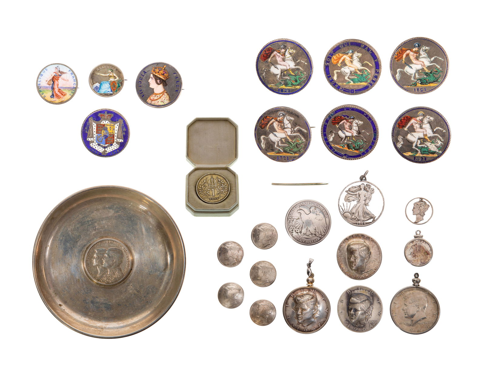 Enamel, Repousse and Pierced Coin Jewelry (1 of 3)