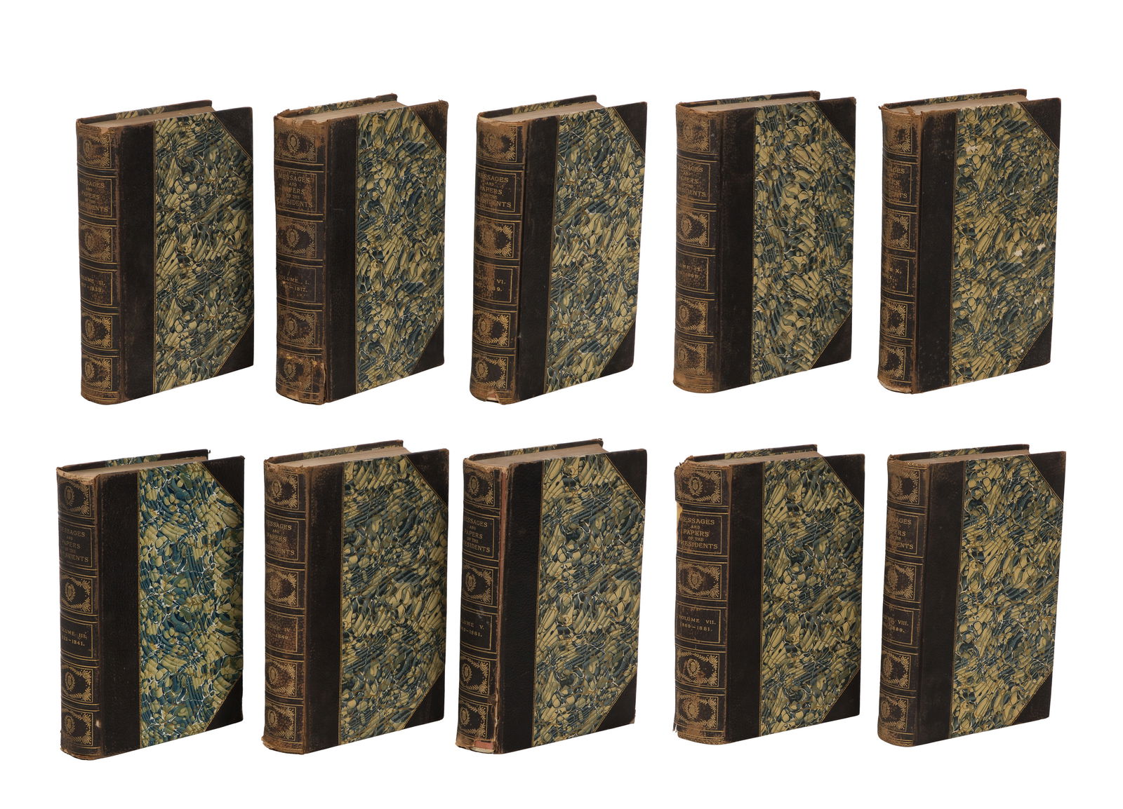 Richardson 'Messages and Papers of the Presidents' Leather Bound Book Set: Richardson 'Messages and Papers of the Presidents' Leather Bound Book Set (10) volumes, titled 'A Compilation of the Messages and Papers of the Presidents 1789-1897' by James D. Richardson,