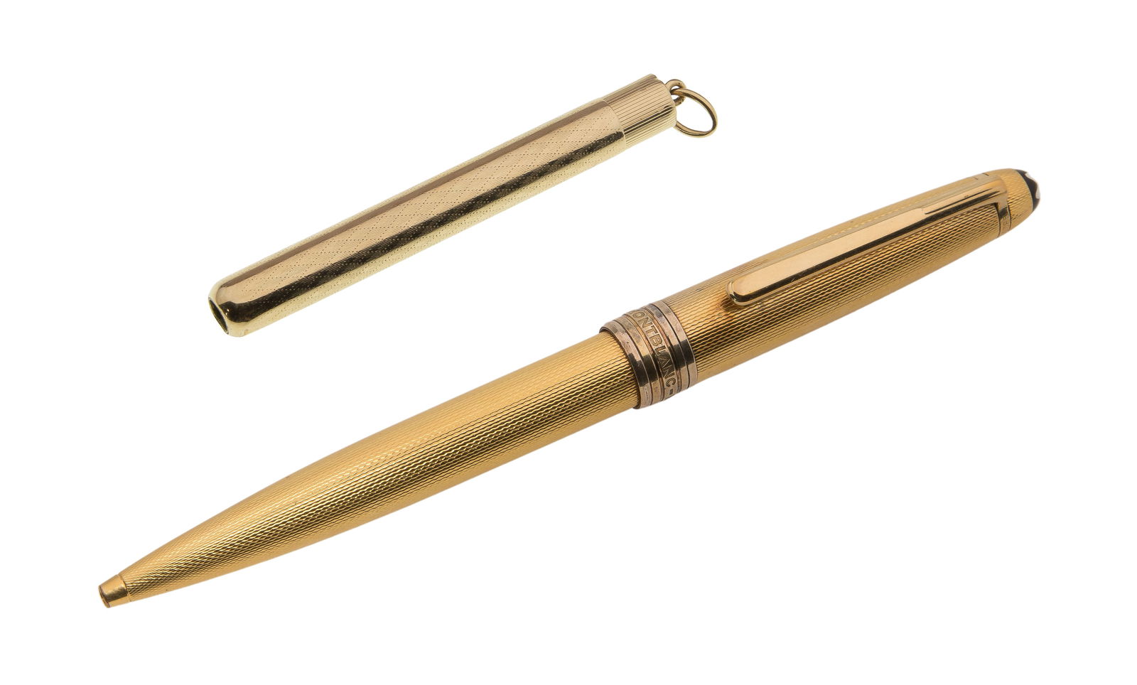 14k Yellow Gold Telescoping Mechanical Pencil: 14k Yellow Gold Telescoping Mechanical Pencil (2) total items including a propelling mechanical pocket pencil having end ring (marked '14k' and hallmarked with an F in a shield); together with a
