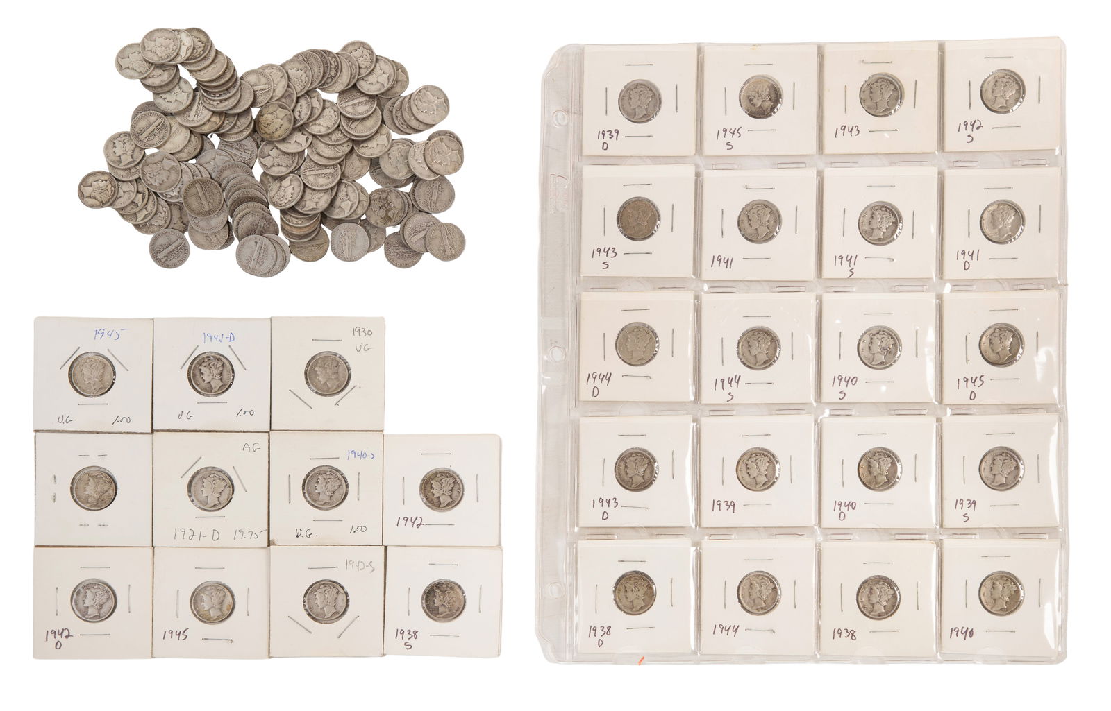 Mercury 10c Assortment: Mercury 10c Assortment $16.60 face value US 90% silver Property from: a Private Collector, Addison, Illinois Category: Dimes > Mercury Dime Estimated Sale Time: 2:39 pm CST Shipping