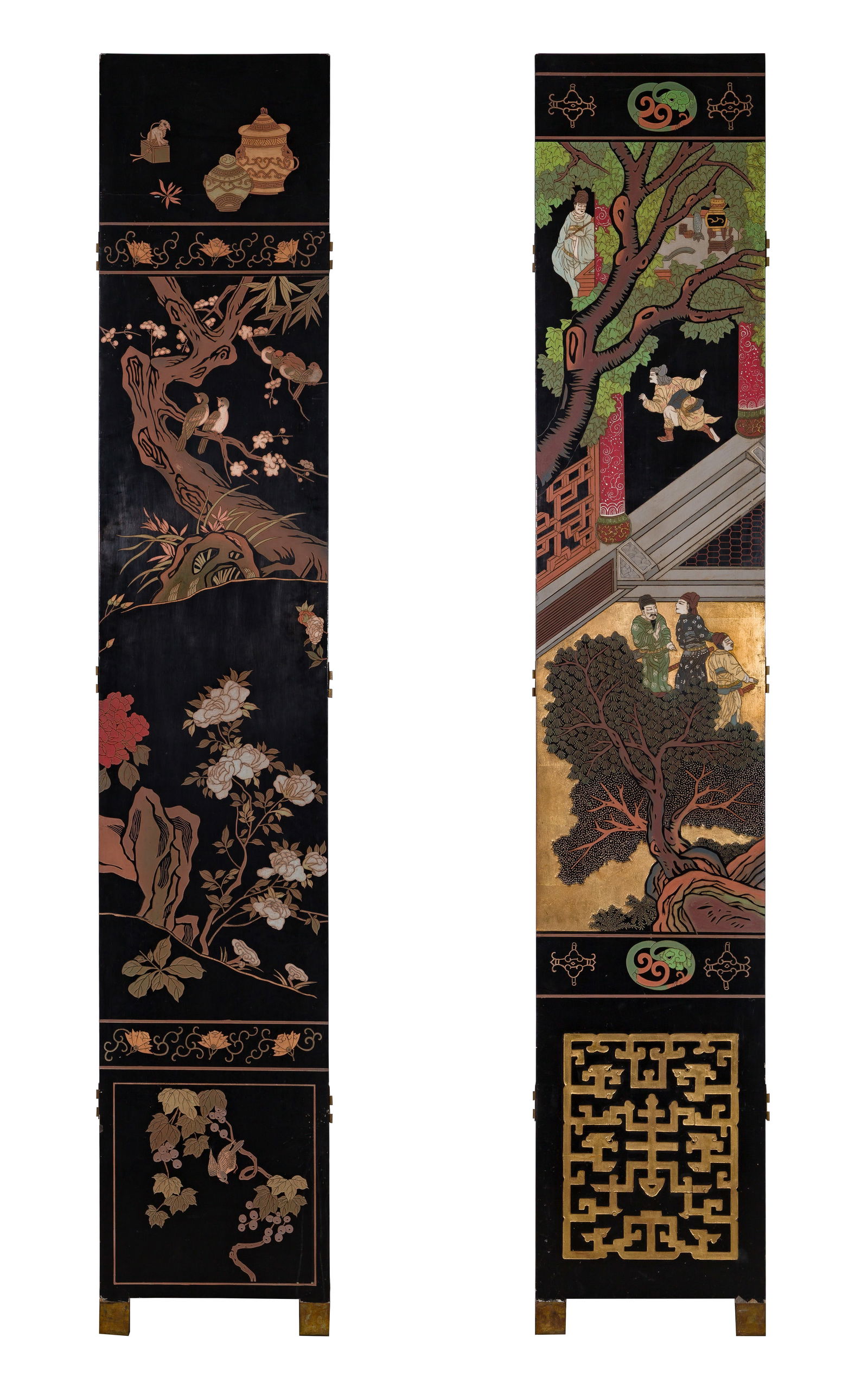 Chinese Black Lacquer Coromandel Floor Screen - 10