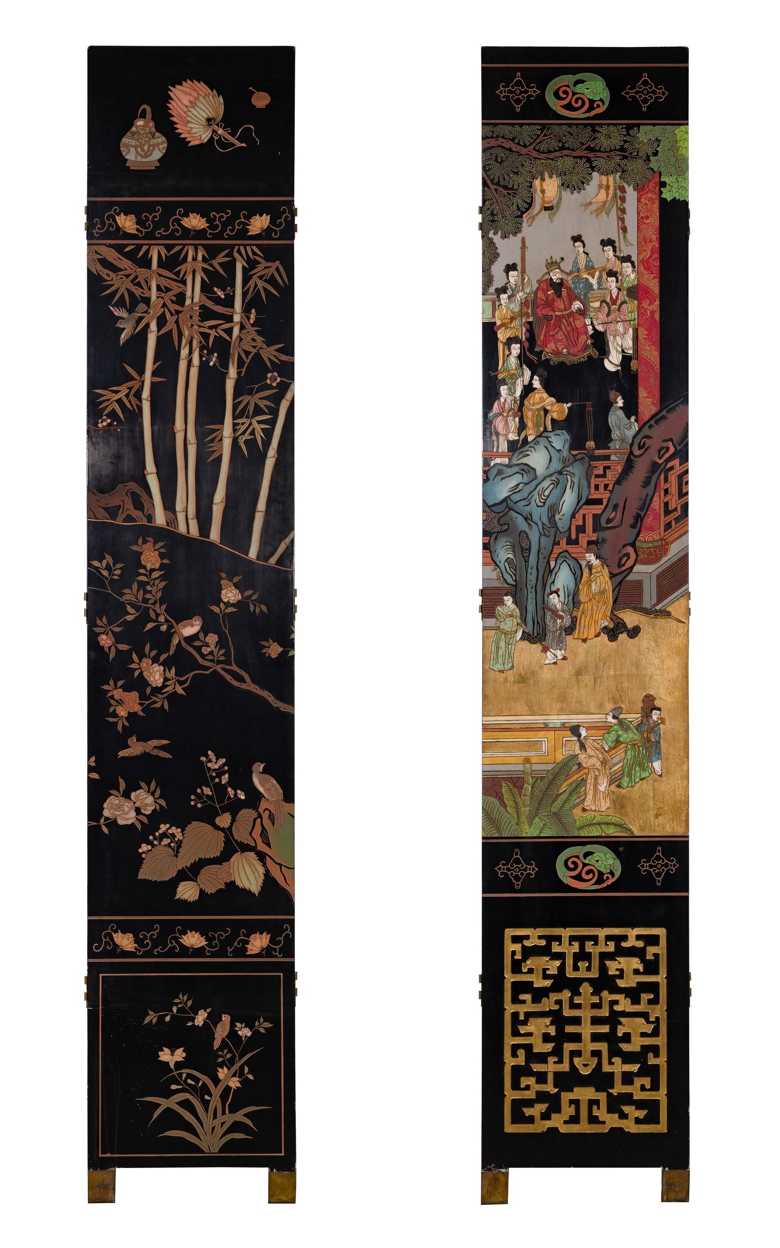 Chinese Black Lacquer Coromandel Floor Screen - 11
