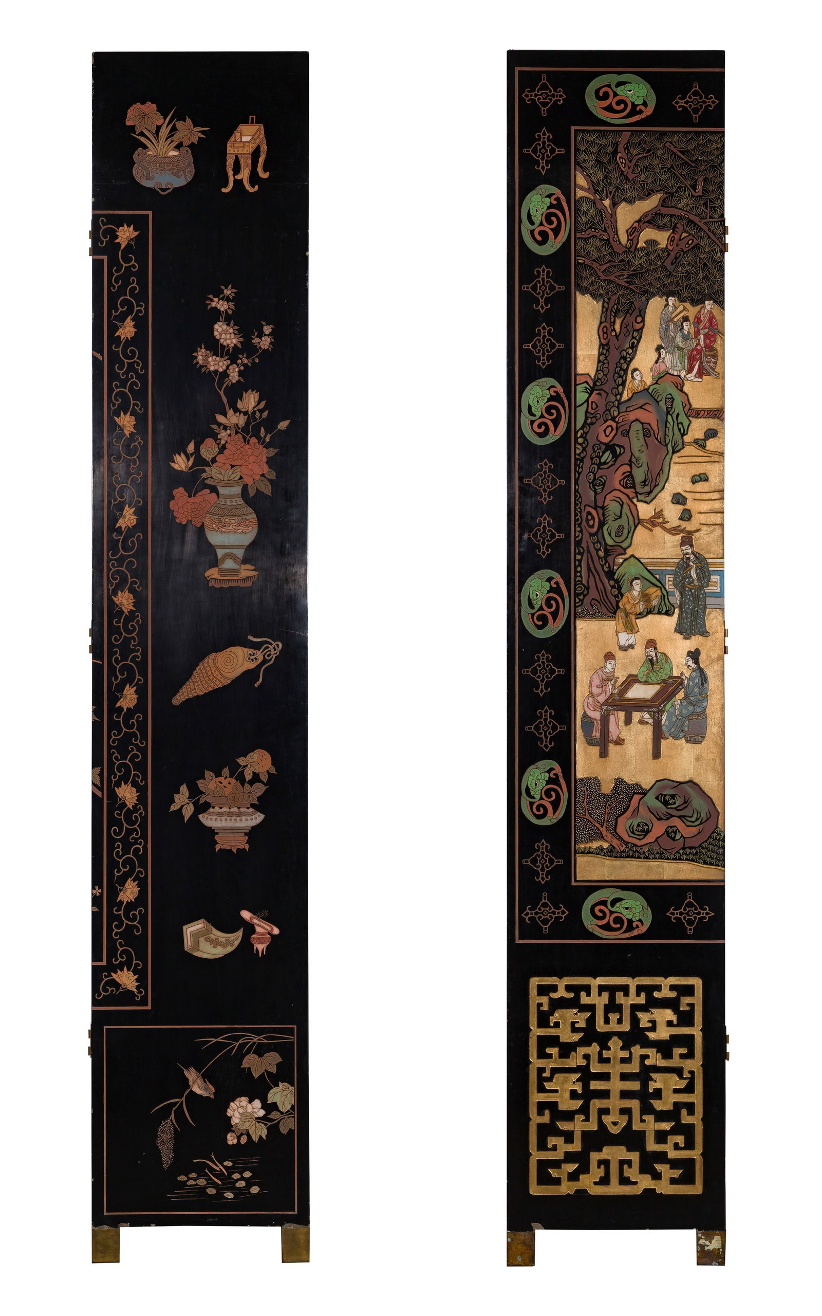 Chinese Black Lacquer Coromandel Floor Screen - 14